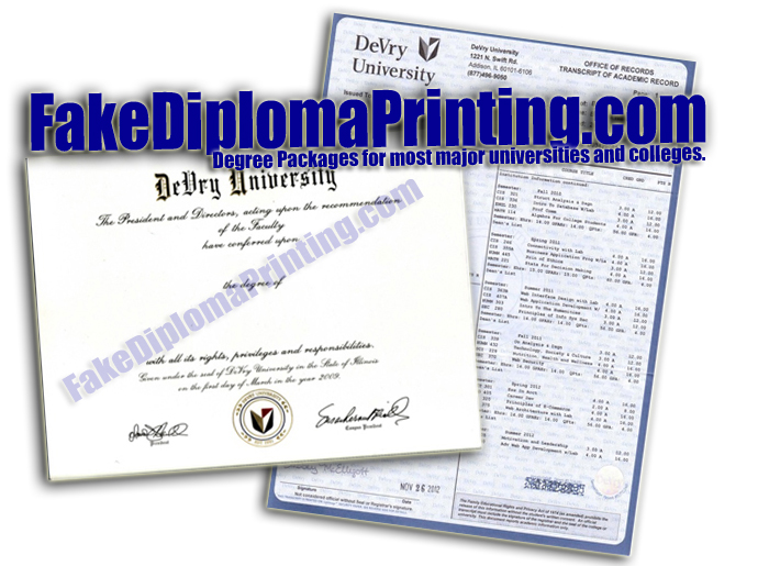 DeVry Univesrity Diploma and Transcripts