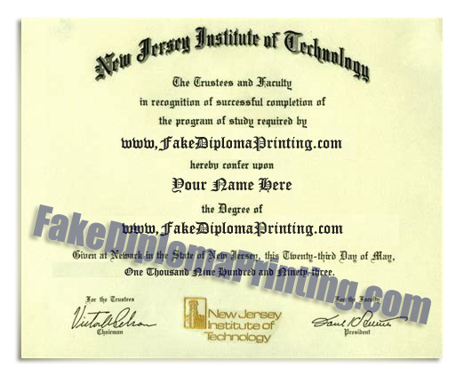 New Jersey Institute of Technology Diploma Printed