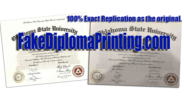 Diploma samples from Oklahoma State University.