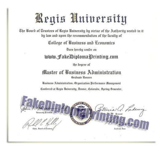 regis university diploma certificate