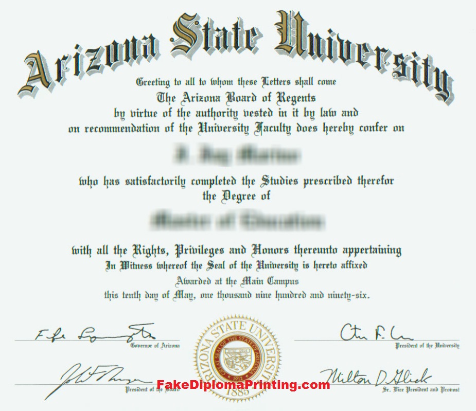Arizona State University Diploma