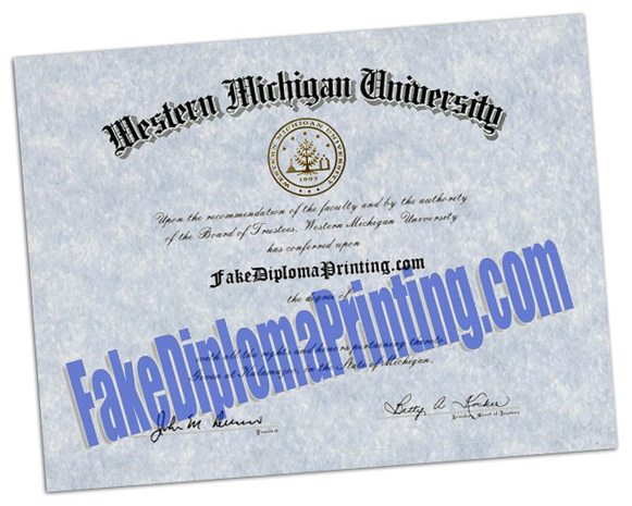 Blue Western Michigan Diploma Sample.