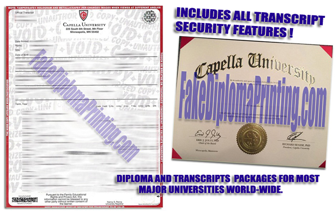 capella university diploma and transcripts replica