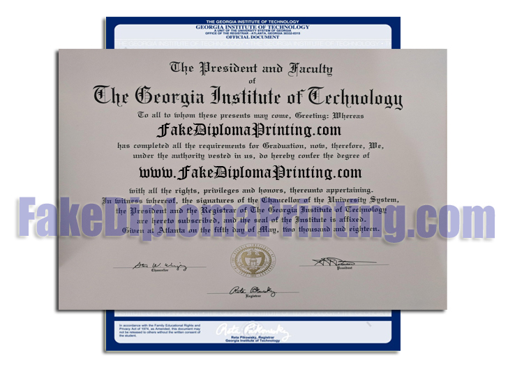 Georgia Institute of Technology Diploma and Transcripts.