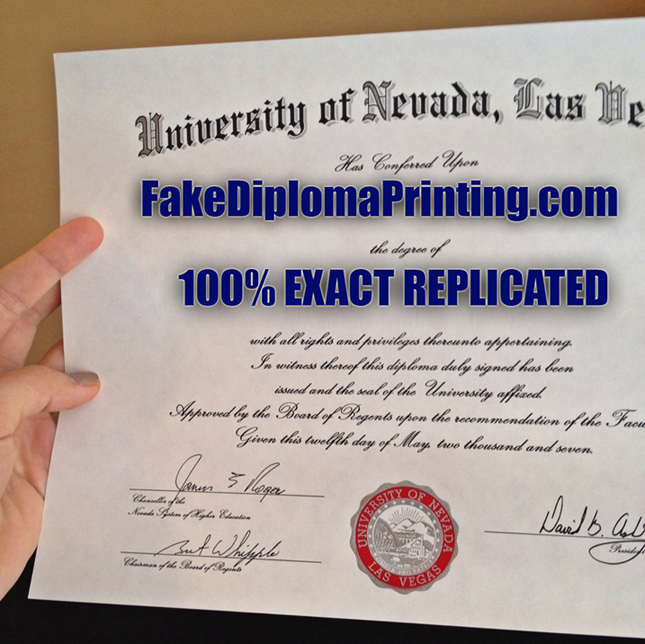 close up of diploma for UNLV